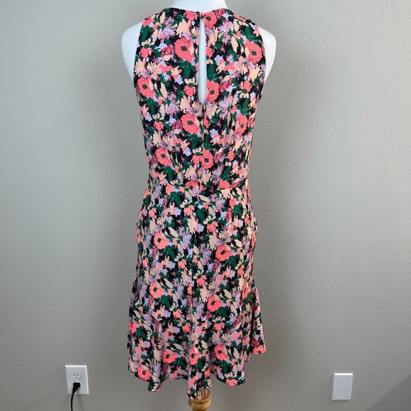 J Crew Mercantile Dress 2 Draped Waist Floral Multicolor A-Line Sleeveless - Picture 4 of 12